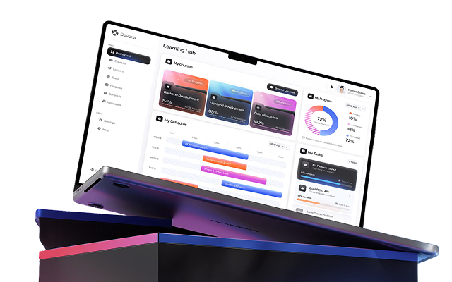 Learning Hub dashboard on laptop